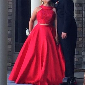 Prom Dress Red Two Piece
